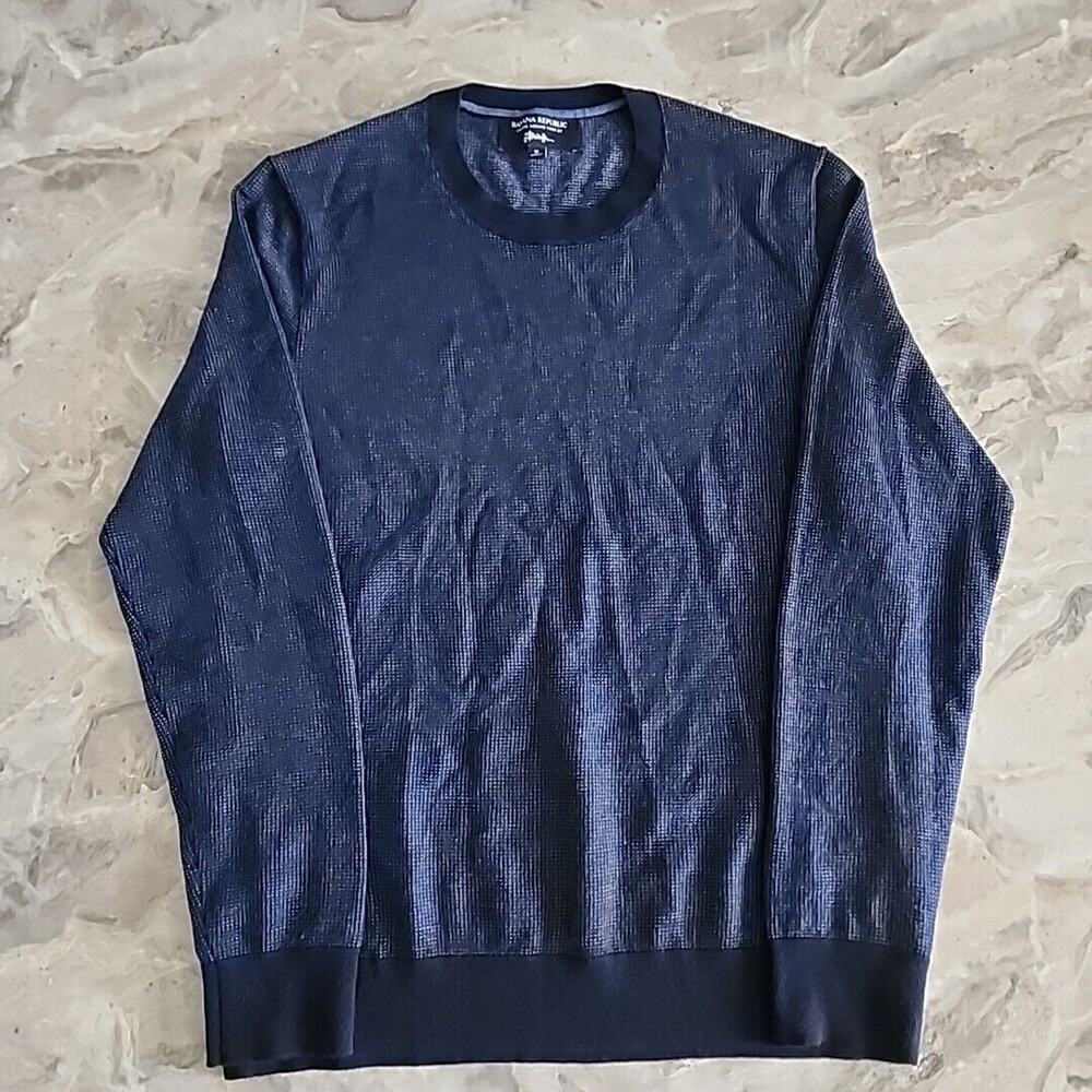 Banana Republic Italian Baruffa Merino Yarn Sweater Mens Size M Navy Blue